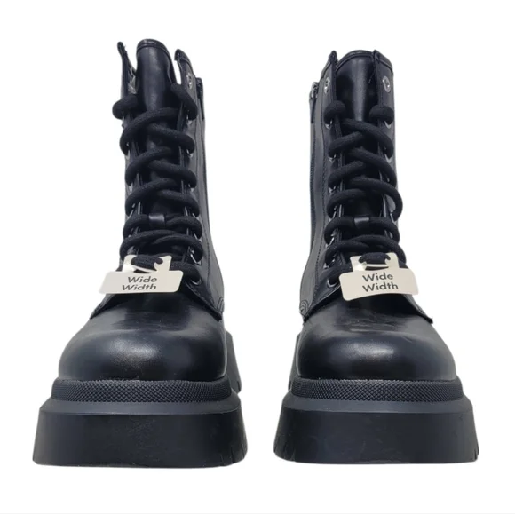 Black Platform Combat Boots 8Wide - Picture 6 of 11